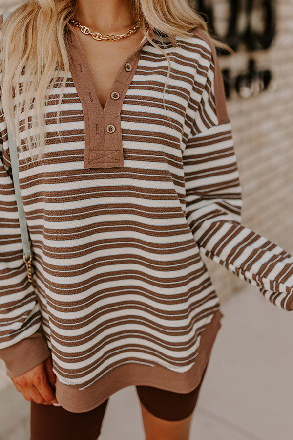 Premium Mocha Striped Sweatshirt - Ultimate Comfort & Style