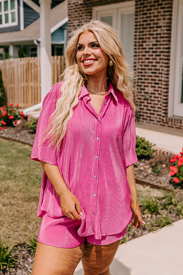 Ultimate Pink Pleated Satin Top - Effortless Elegance