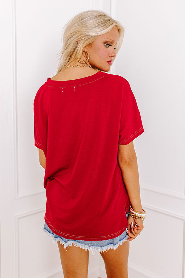 Premium Letter Patch Tee - Ultimate Crimson Style