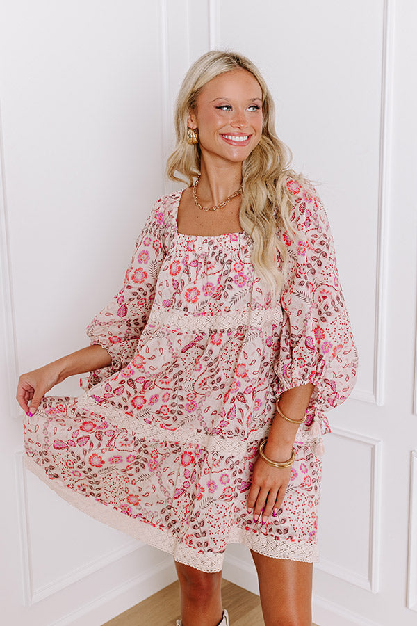 Premium Bohemian Bliss Floral Mini Dress