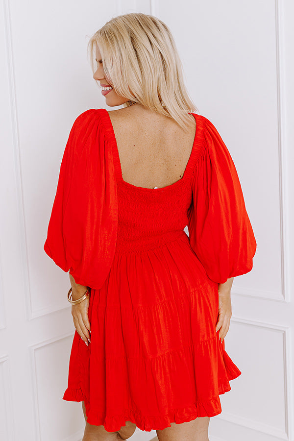 Premium Whispering Muse Smocked Mini Dress - Red Curves Edition