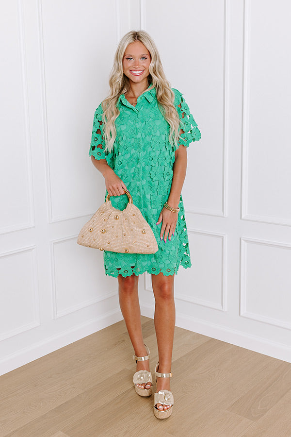 Ultimate Emerald Crochet Mini Dress | Sunshine Sunday Collection