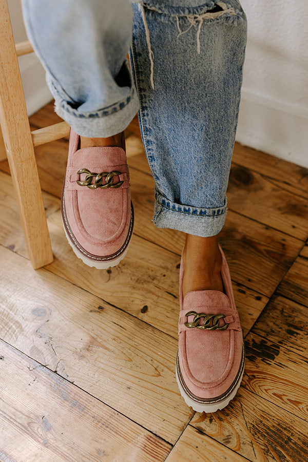 Premium Faux Suede Loafers - Blush Elegance