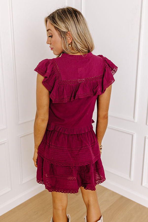 Premium Wine Ruffled Button-Up Blouse - Ultimate Elegance