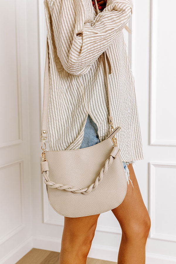 Premium Allure Avenue Faux Leather Crossbody Bag in Oatmeal
