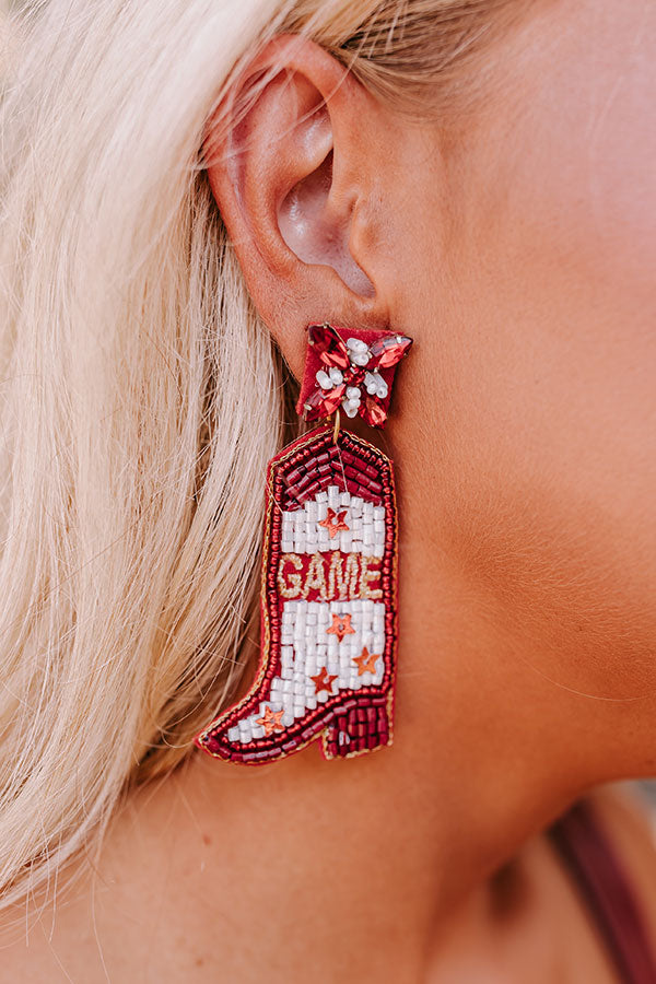 Premium Game Day Down South Maroon Earrings