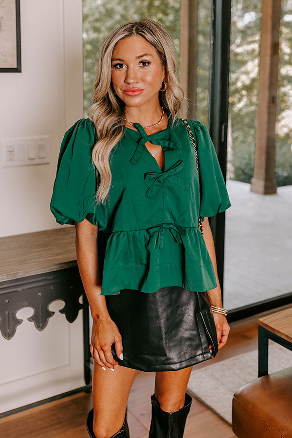 Premium Peplum Top for Martinis - Hunter Green