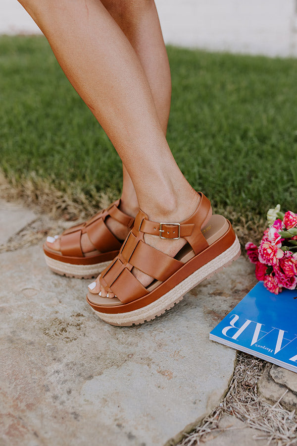 Premium Frankie Faux Leather Espadrille - Brown