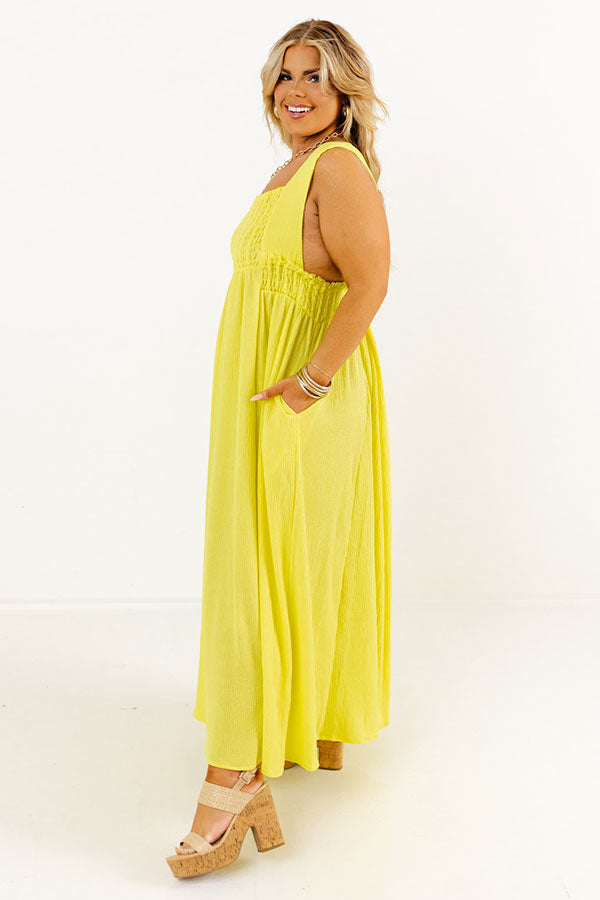 Premium Sun-Kissed Sands Midi Dress in Vibrant Yellow