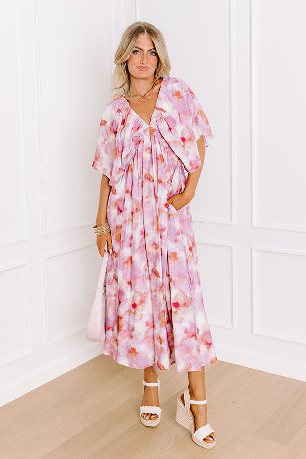 Premium Vineyard Stroll Midi Dress