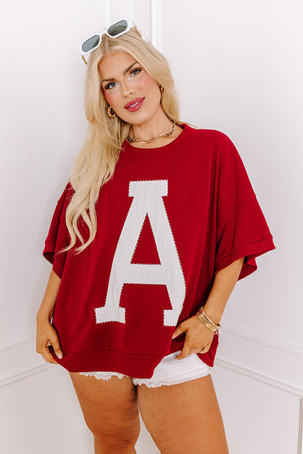 Premium Embroidered Crimson Curves Sweatshirt - Ultimate School Pride