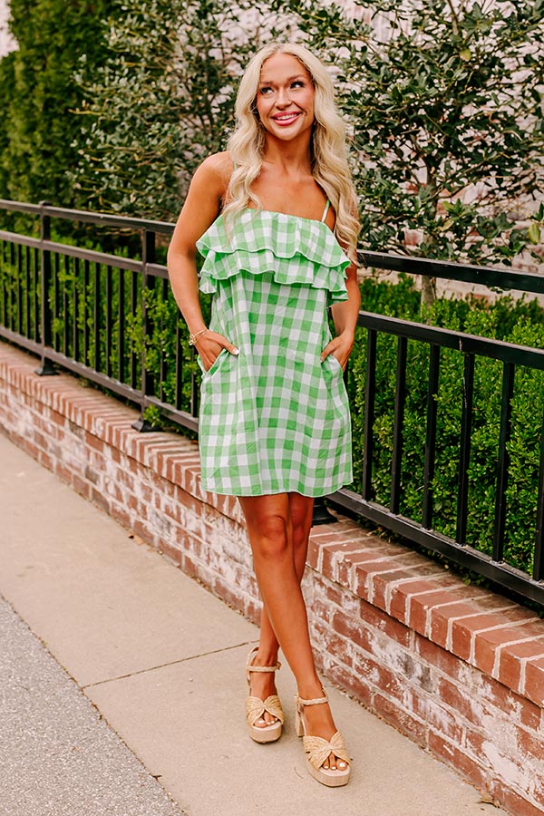 Premium Lime Gingham Mini Dress for Summer Escapes