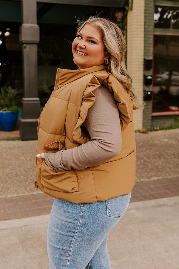 Premium Cozy Puffer Vest with Ruffled Charm