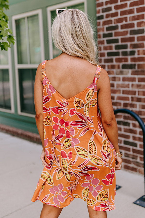 Premium Blossom Bliss Mini Dress - Sunny Orange