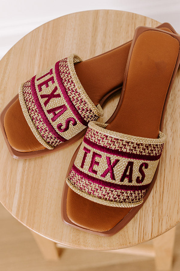 Premium Texas Embroidered Sandal - Maroon