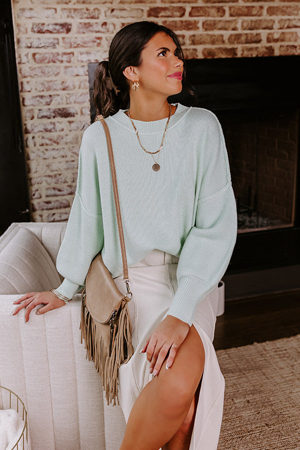 Ultimate Comfort Mint Knit Sweater for Road Trips