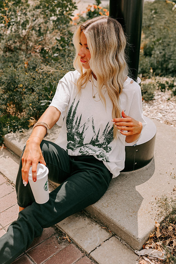 Premium Mustang Mountain Distressed Oversized Graphic Tee