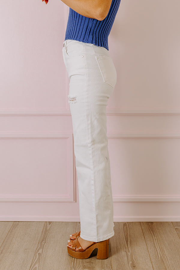 Premium High Waist Distressed Wide Leg Jeans - April Collection