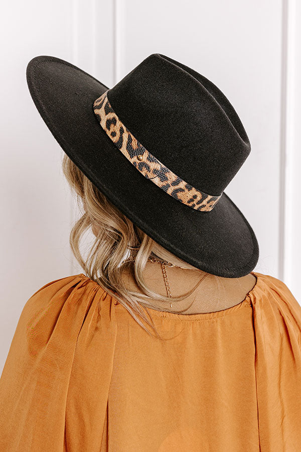 Ultimate Black Felt Hat with Leopard Print Band