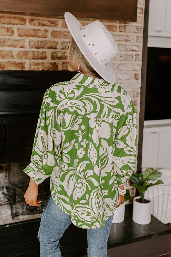 Premium Tropical Bungalow Button-Up Shirt