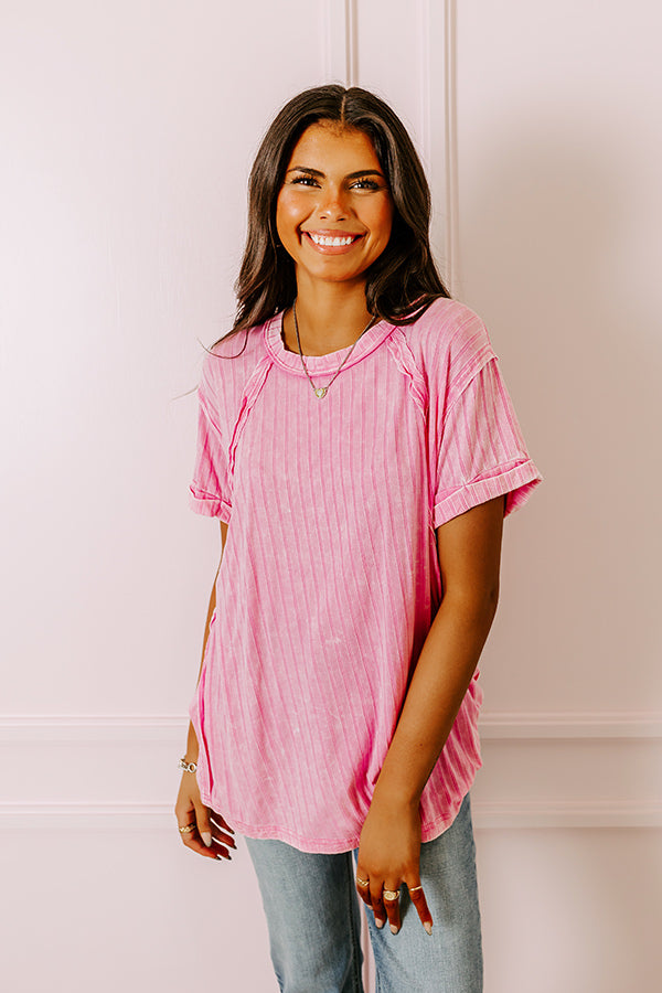 Ultimate Mineral Wash Ribbed Shift Top - Soft Pink