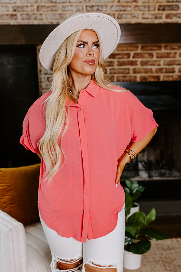 Premium Coral Curves Button-Up: Ultimate Style Upgrade