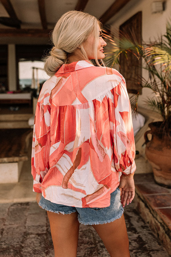 Ultimate Coral Elegance Button-Up Top