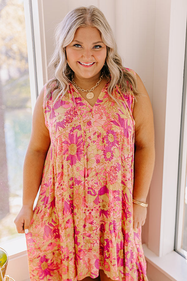 Premium Sorbet Spritzer Floral High-Low Dress for Curves - Ultimate Summer Style