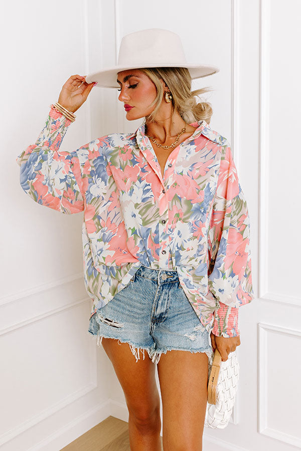 Ultimate Femme Floral Button-Up Top - Pink Perfection