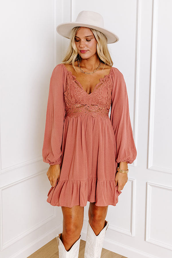 Premium Rustic Rose Lace Mini Dress - Ultimate Elegance