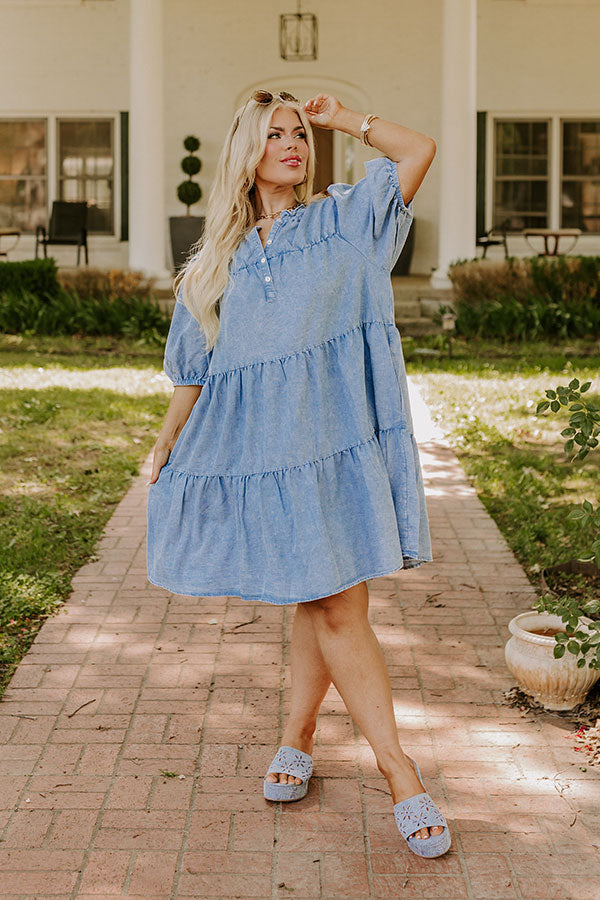 Ultimate Downtown Daze Chambray Mini Dress - Curves Edition