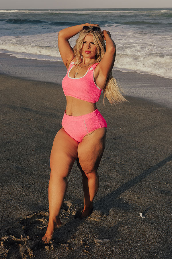 Premium Sandy Sunset Seersucker Bikini Top - Ultimate Summer Style