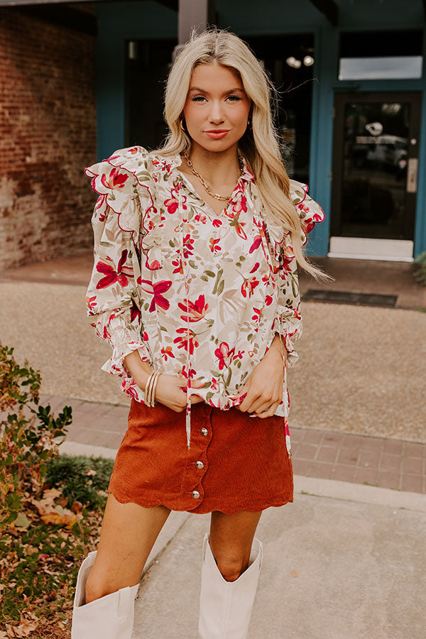 Ultimate Sangria Sippin' Floral Top - Premium Feminine Style